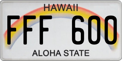 HI license plate FFF600