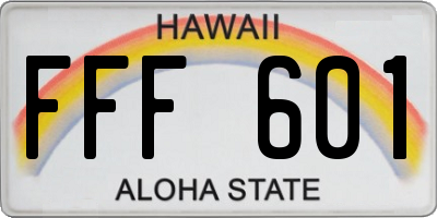 HI license plate FFF601