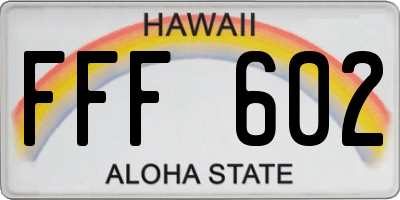 HI license plate FFF602