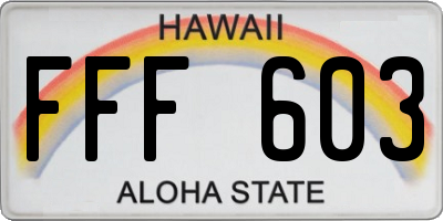 HI license plate FFF603