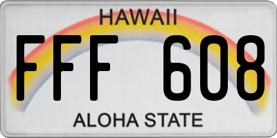 HI license plate FFF608