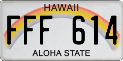 HI license plate FFF614