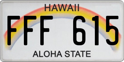 HI license plate FFF615