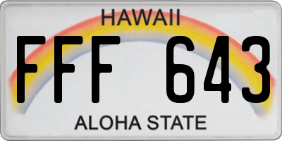 HI license plate FFF643