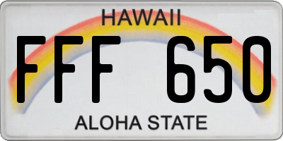 HI license plate FFF650