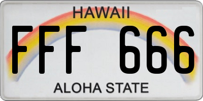 HI license plate FFF666