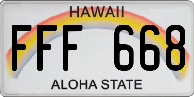 HI license plate FFF668