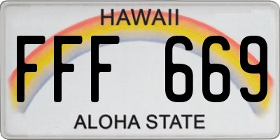 HI license plate FFF669