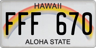 HI license plate FFF670