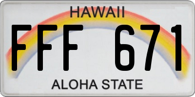 HI license plate FFF671