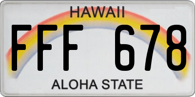 HI license plate FFF678
