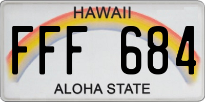 HI license plate FFF684