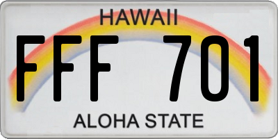 HI license plate FFF701