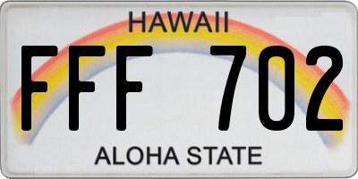 HI license plate FFF702