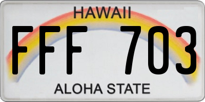 HI license plate FFF703