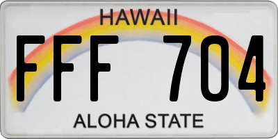 HI license plate FFF704