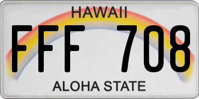 HI license plate FFF708
