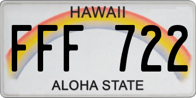HI license plate FFF722