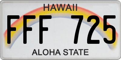 HI license plate FFF725