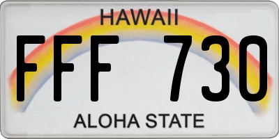 HI license plate FFF730