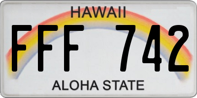 HI license plate FFF742