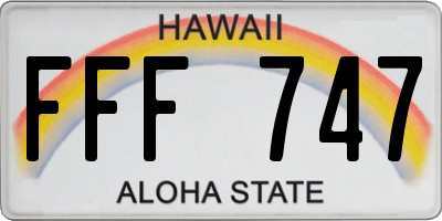HI license plate FFF747