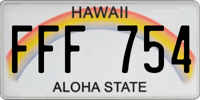 HI license plate FFF754