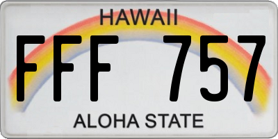 HI license plate FFF757