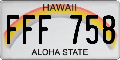 HI license plate FFF758
