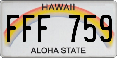 HI license plate FFF759