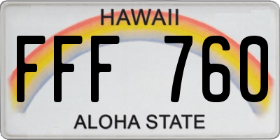 HI license plate FFF760
