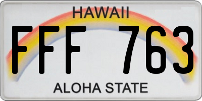 HI license plate FFF763