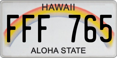 HI license plate FFF765