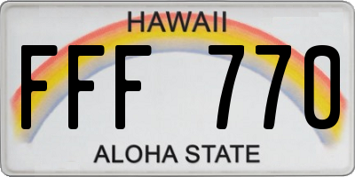 HI license plate FFF770
