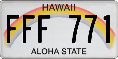 HI license plate FFF771