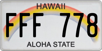 HI license plate FFF778