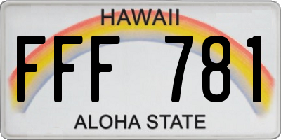 HI license plate FFF781