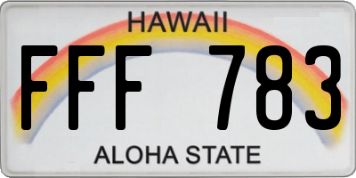 HI license plate FFF783