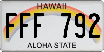 HI license plate FFF792