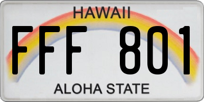 HI license plate FFF801
