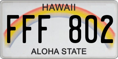 HI license plate FFF802