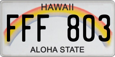 HI license plate FFF803