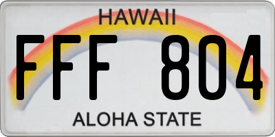 HI license plate FFF804