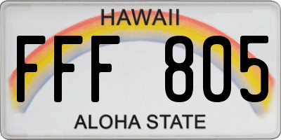 HI license plate FFF805