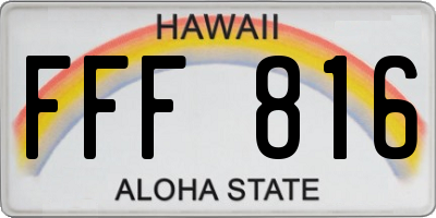 HI license plate FFF816
