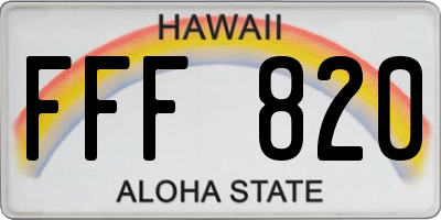 HI license plate FFF820