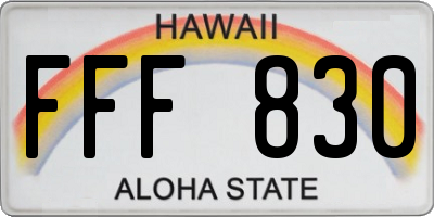 HI license plate FFF830