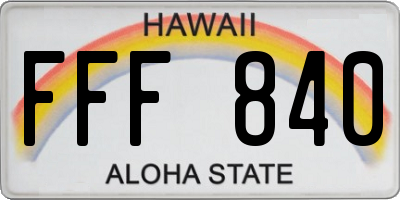 HI license plate FFF840