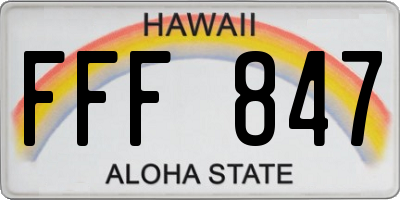 HI license plate FFF847