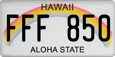 HI license plate FFF850